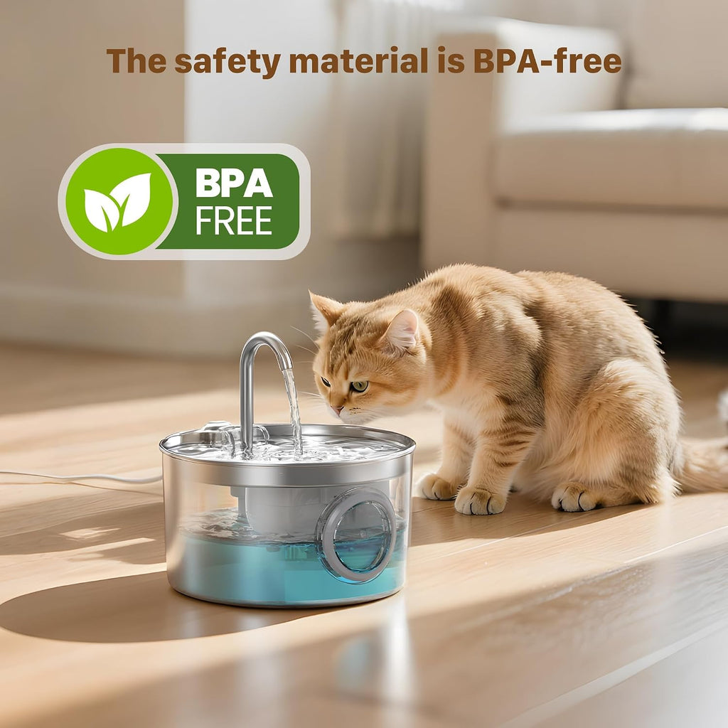 Cat Water Fountain Filter: Cat Fountain Filters - Pet Dispenser Replacementfilter - Suitable for Stainless Steel Water Fountains for Cats - 6 Filters + 6 Sponges of Dog Dispenser