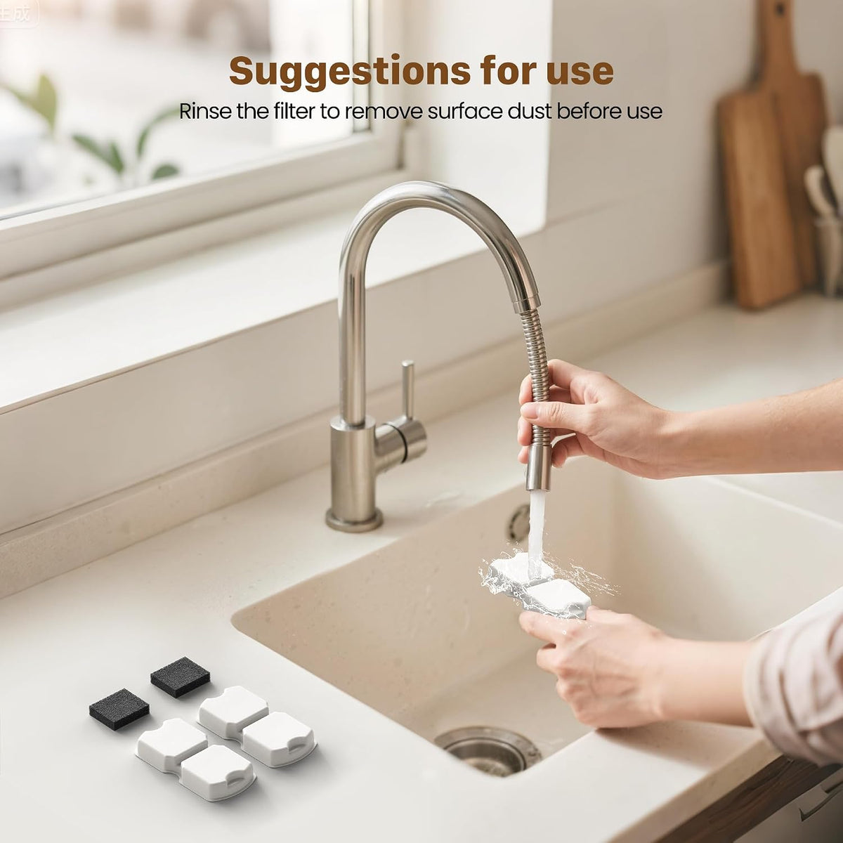 Cat Water Fountain Filter: Cat Fountain Filters - Pet Dispenser Replacementfilter - Suitable for Stainless Steel Water Fountains for Cats - 6 Filters + 6 Sponges of Dog Dispenser
