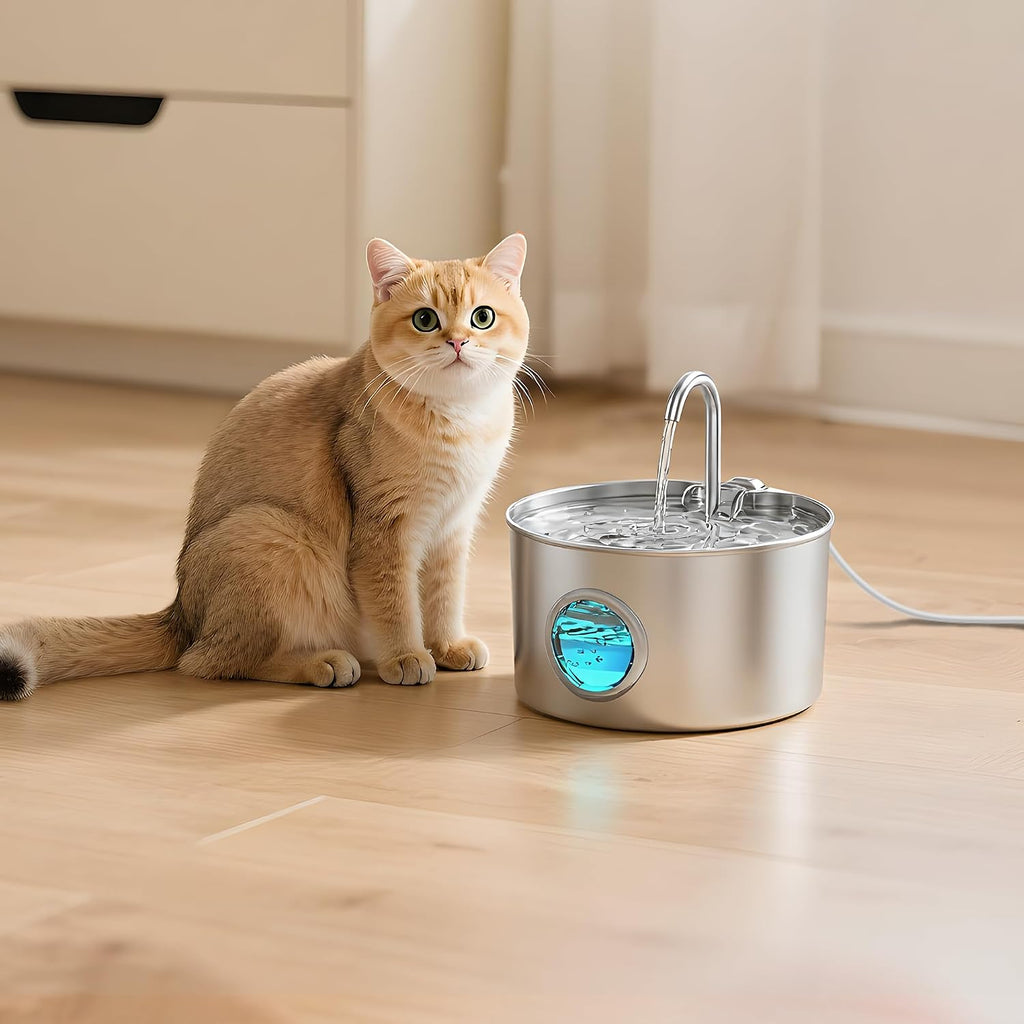 Cat Water Fountain Filter: Cat Fountain Filters - Pet Dispenser Replacementfilter - Suitable for Stainless Steel Water Fountains for Cats - 6 Filters + 6 Sponges of Dog Dispenser