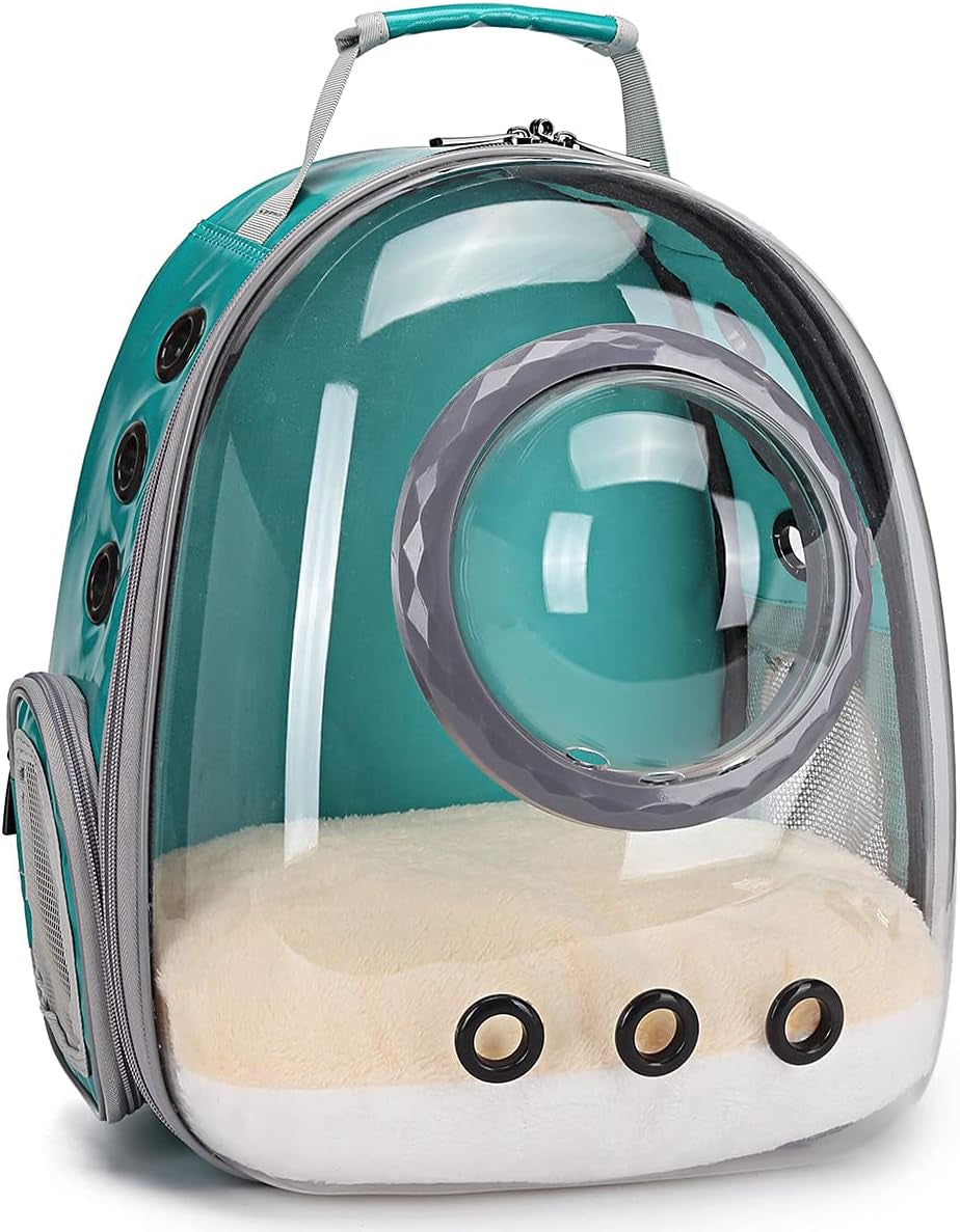 Cat Bubble Backpack Carrier, Space Capsule Astronaut Clear Pet Backpack Carrier for Cat and Small Puppy (Green)