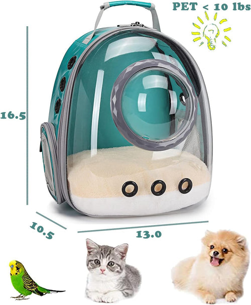 Cat Bubble Backpack Carrier, Space Capsule Astronaut Clear Pet Backpack Carrier for Cat and Small Puppy (Green)
