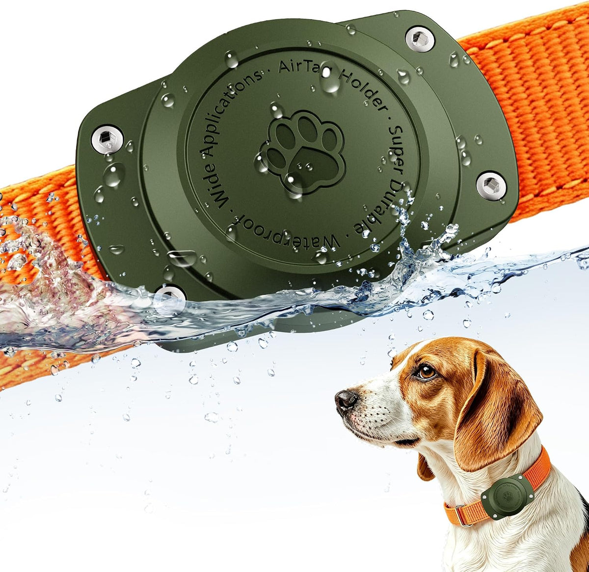 IPX8 Waterproof for Airtag Dog Collar Holder, Secure & Discreet, Fits All Width Pet Collars, Sealed Waterproof Airtag Case for Giant Pets (1 Pack-Black)