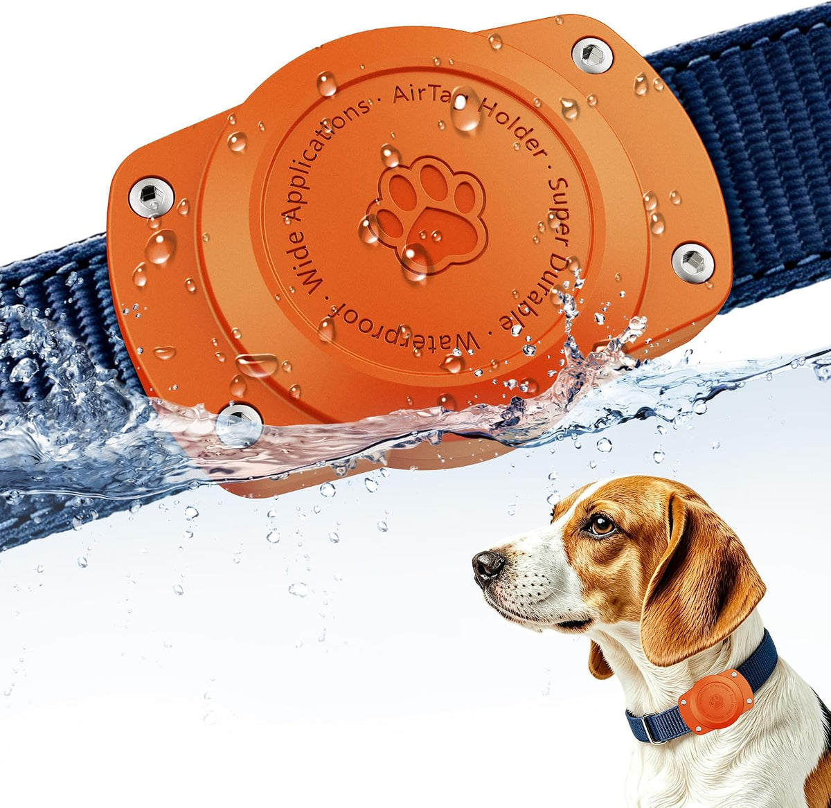 IPX8 Waterproof for Airtag Dog Collar Holder, Secure & Discreet, Fits All Width Pet Collars, Sealed Waterproof Airtag Case for Giant Pets (1 Pack-Black)