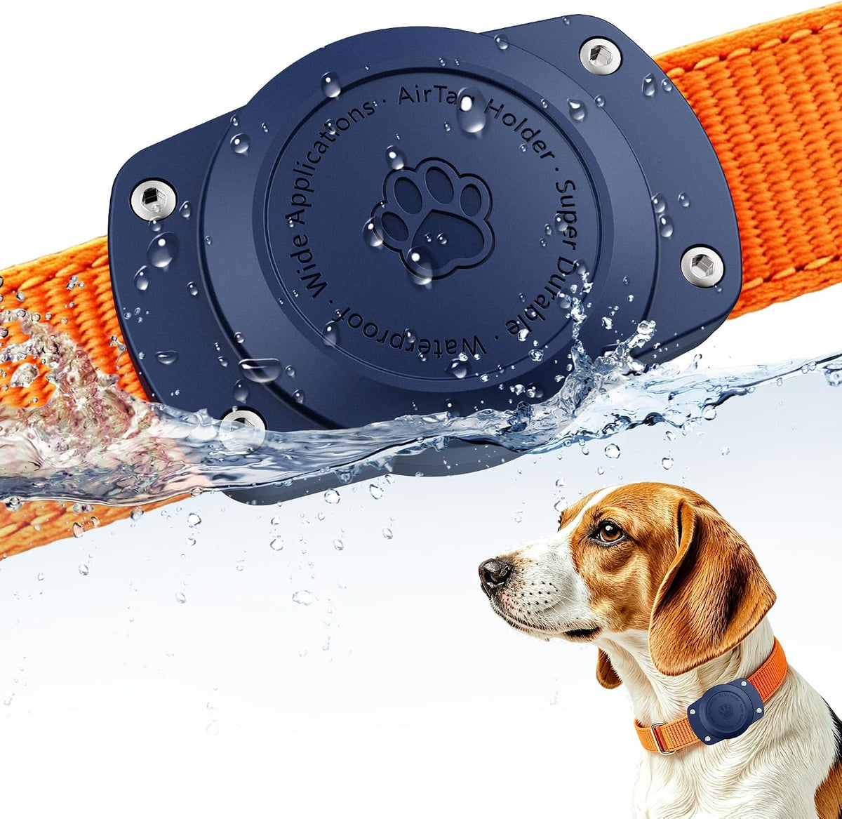 IPX8 Waterproof for Airtag Dog Collar Holder, Secure & Discreet, Fits All Width Pet Collars, Sealed Waterproof Airtag Case for Giant Pets (1 Pack-Black)