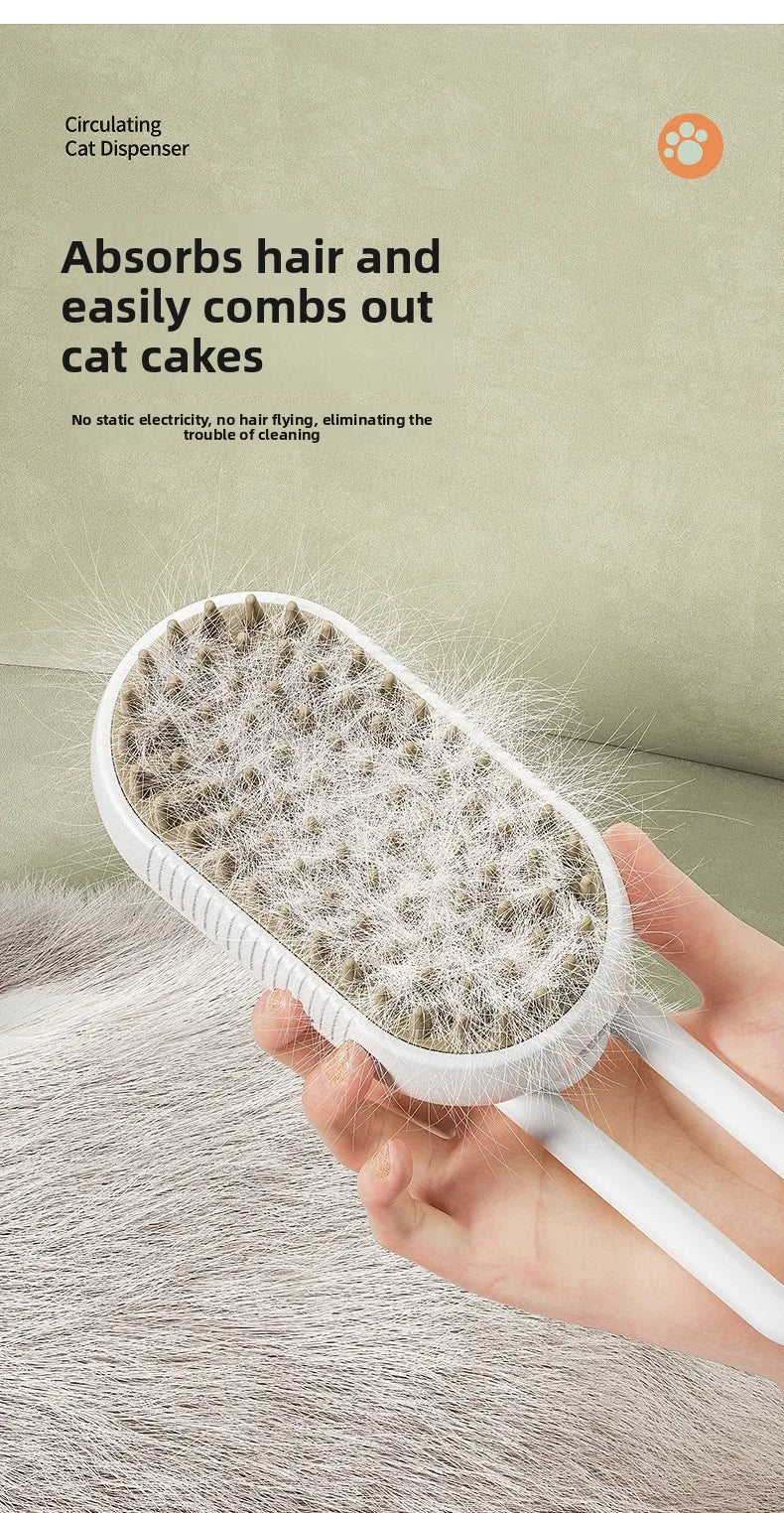 Pet Hair Removal Brush 3 in 1Rechargeable Steaming Dog Cat Hair Brush Pet Spray Massage Comb with Handle Steam Pet Brush