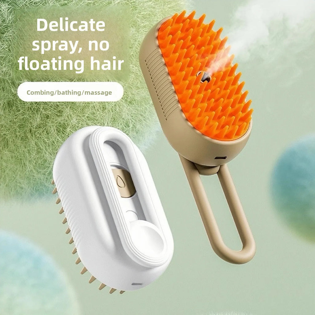 Pet Hair Removal Brush 3 in 1Rechargeable Steaming Dog Cat Hair Brush Pet Spray Massage Comb with Handle Steam Pet Brush