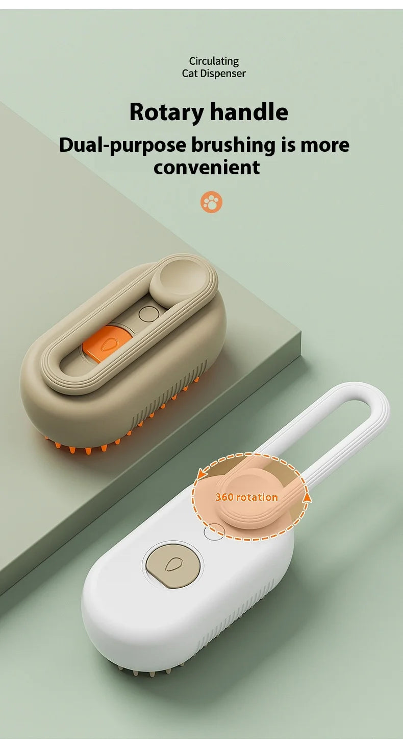 Pet Hair Removal Brush 3 in 1Rechargeable Steaming Dog Cat Hair Brush Pet Spray Massage Comb with Handle Steam Pet Brush